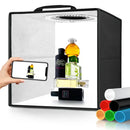 Taklffod Studio, photographie sur caisson lumineux portable avec lumière LED à intensité variable, fond en PVC et papier, pratique pour la prise de vue de petits objets.