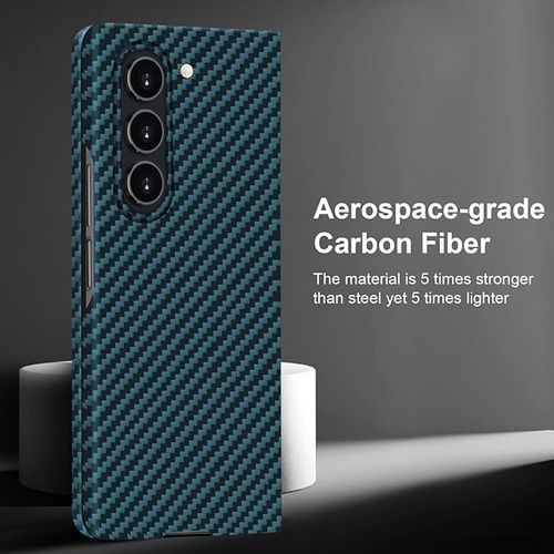 PiBlue Slim & Thin Compatible with Samsung Galaxy Z Fold 5 Carbon Fiber Case, Aramid Fiber Cover for Z Fold5 7.6" 5G Supports Wireless Charging