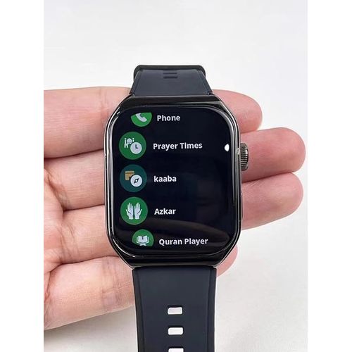 Montre intelligente incurvée Milake FRH-OR90, récitation du Coran, rappels des heures de prière, Azkar quotidien, calendrier Hijri, surveillance HR & SPO, appel Bluetooth, IP 67 résistant aux éclaboussures