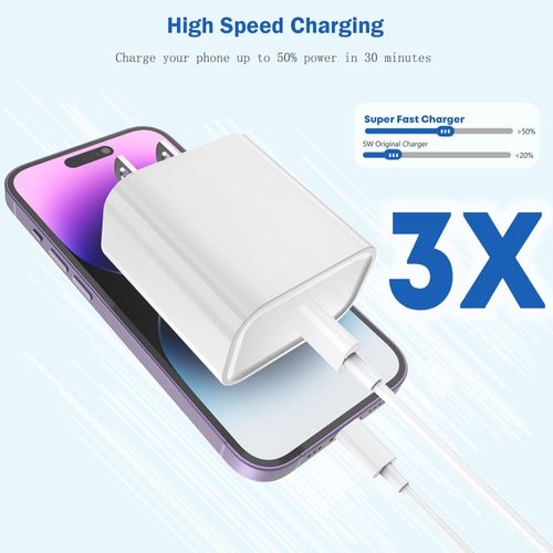 Phone Fast Charger, iPhone 14 Charger [Apple MFi Certified] USB C Wall Charger Super Quick iPhone Charging Block with Lightning Cable Cord Compatible with iPhone 14/14 Pro/14 Pro Max/14 Plus/13/12/11