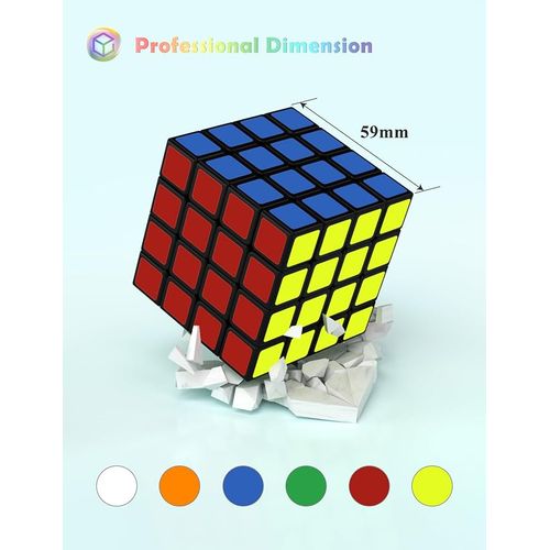 ROXENDA 4x4 Magic Cube, 4x4x4 Speed Cube Autocollant super durable avec des couleurs vives (4x4x4)