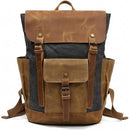 Sacs à dos en cuir de vachette ciré à l'huile unisexe pour ordinateurs portables, sacs à dos de grande capacité