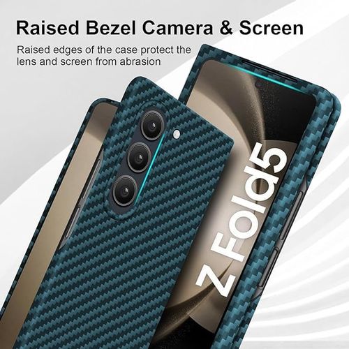 PiBlue Slim & Thin Compatible with Samsung Galaxy Z Fold 5 Carbon Fiber Case, Aramid Fiber Cover for Z Fold5 7.6" 5G Supports Wireless Charging