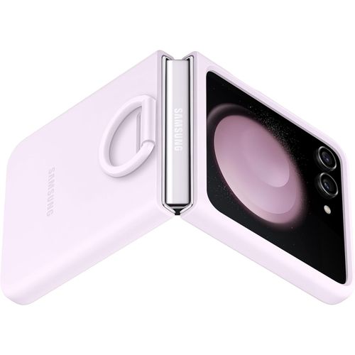 SAMSUNG Galaxy Z Flip5 Silicone Phone Case with Ring, Clear Protective Cover with Soft Matte Finish