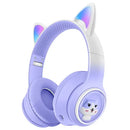 Casque sans fil Bluetooth AKZ-02 avec oreilles de chat et basses puissantes, idéal pour l'e-sport