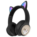 Casque sans fil Bluetooth AKZ-02 avec oreilles de chat et basses puissantes, idéal pour l'e-sport