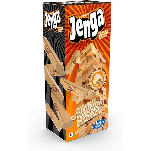 Hasbro Gaming Jenga, Jeu de société en Bois, Jeu d’adresse pour Enfants à partir de 6 Ans