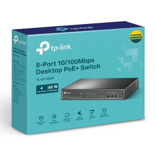 TP-Link TL-SF1008P Commutateur de bureau 8 ports 10/100 Mbps avec PoE+ 4 ports