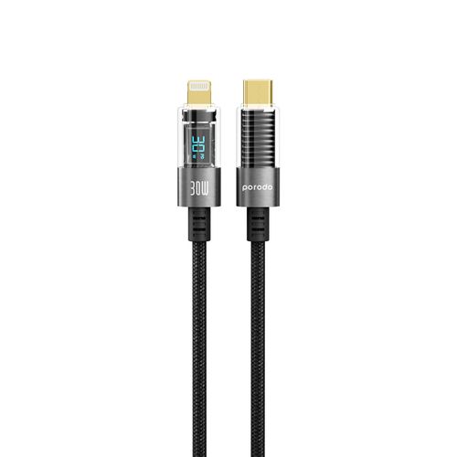 Porodo Braided Transparent USB-C To Lightning Cable