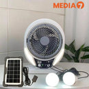 Media7Plus LV-607 Ventilateur Solaire Rechargeable à Énergie Solaire avec Panneau Solaire et Ampoule LED pour Lampes de Camping LED D'Extérieur