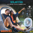 Media7Plus LV-607 Ventilateur Solaire Rechargeable à Énergie Solaire avec Panneau Solaire et Ampoule LED pour Lampes de Camping LED D'Extérieur