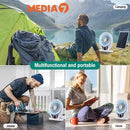 Media7Plus LV-607 Ventilateur Solaire Rechargeable à Énergie Solaire avec Panneau Solaire et Ampoule LED pour Lampes de Camping LED D'Extérieur
