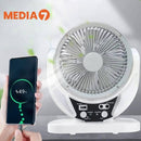 Media7Plus LV-607 Ventilateur Solaire Rechargeable à Énergie Solaire avec Panneau Solaire et Ampoule LED pour Lampes de Camping LED D'Extérieur
