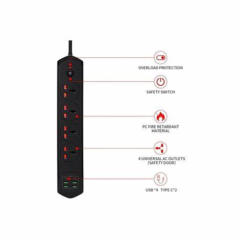 Prise d’extension série 2m Bkl-19 avec protection contre les surcharges 3000w