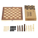 Jeu d'échecs pliable et portable 3 en 1 en bois avec échiquier et backgammon – 29 x 29 cm