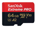 Carte mémoire microSDXC UHS-I A2 V30 SanDisk Extreme Pro 64 Go 200/90 Mo/s