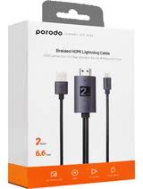 Câble Lightning vers HDMI Porodo - RÉSOLUTION FULL HD (2M)