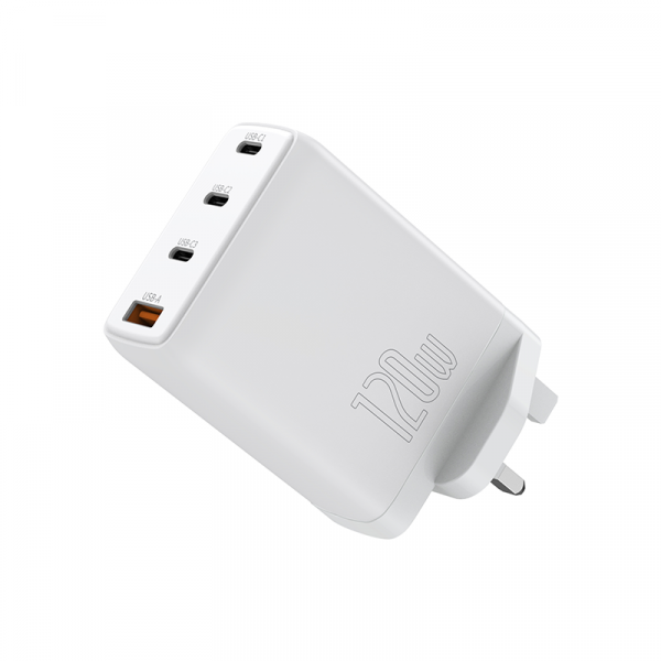 Chargeur rapide WIWU MINI GAN UK 120 W PDX3 + QC3.0 - BLANC