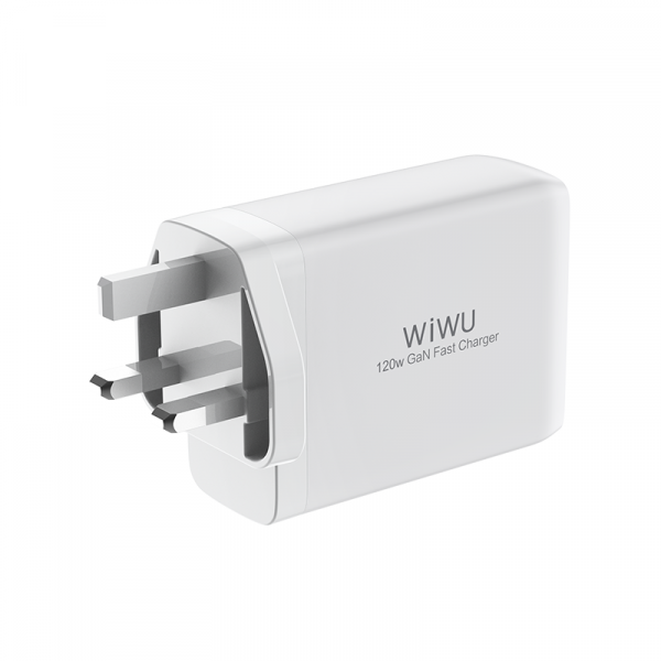 Chargeur rapide WIWU MINI GAN UK 120 W PDX3 + QC3.0 - BLANC