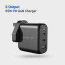 Powerology EU Compact 3-Output PD 65W Gan Charger
