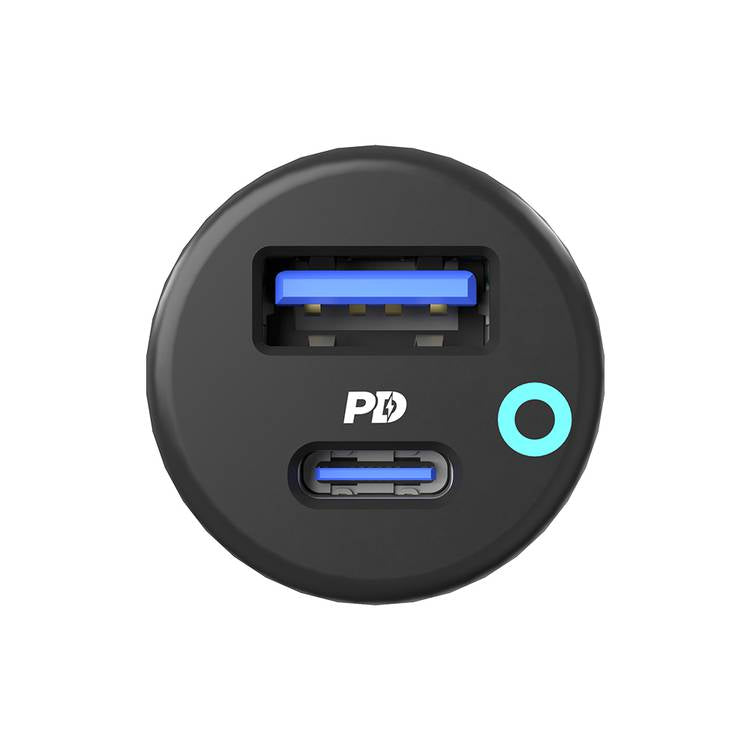 Powerology Dual Port LED Car Charger PD 20W+QC 18W