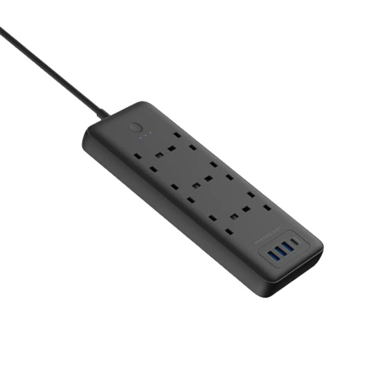 Powerology Multi-prise universelle 6 AC / 3 USB & USB-C PD 30W Prise d'alimentation intelligente multiport 3250W 13A, multiprise avec rallonge de câble de 2 m, charge rapide, station de charge